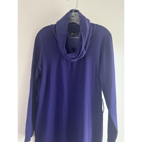 AB Studio Sweater Dress Womens Cowl Neck Pleated Purple - Picture 2 of 6